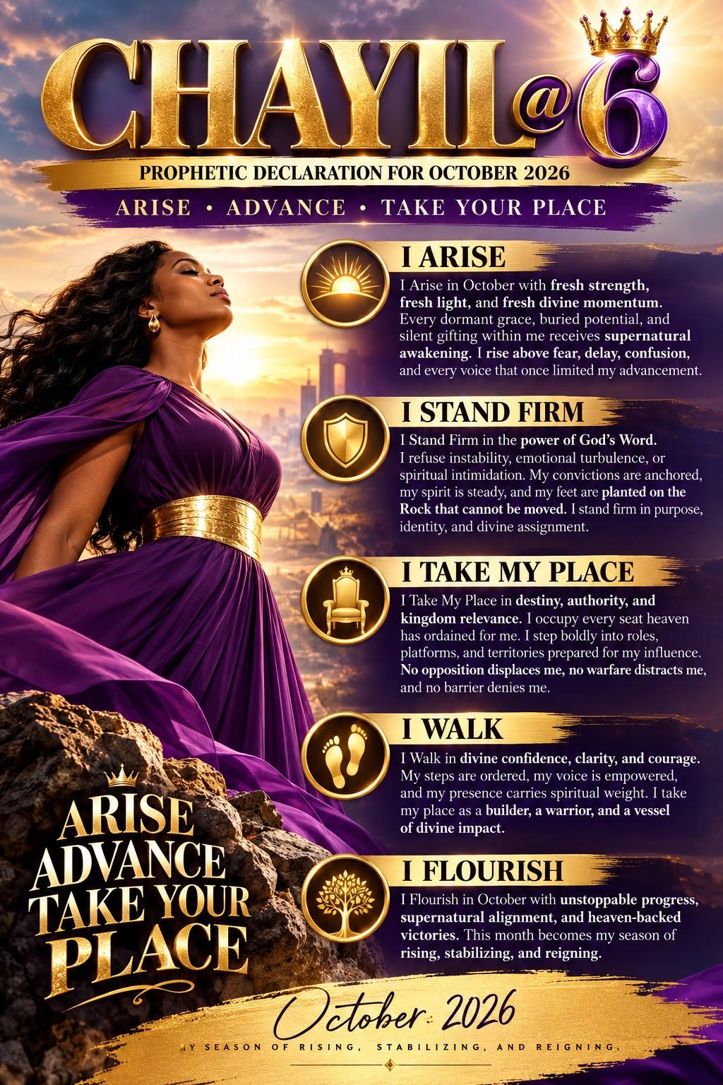 CHAYIL @ 6 — Prophetic Declaration for October 2026: Arise, Advance, Take Your Place